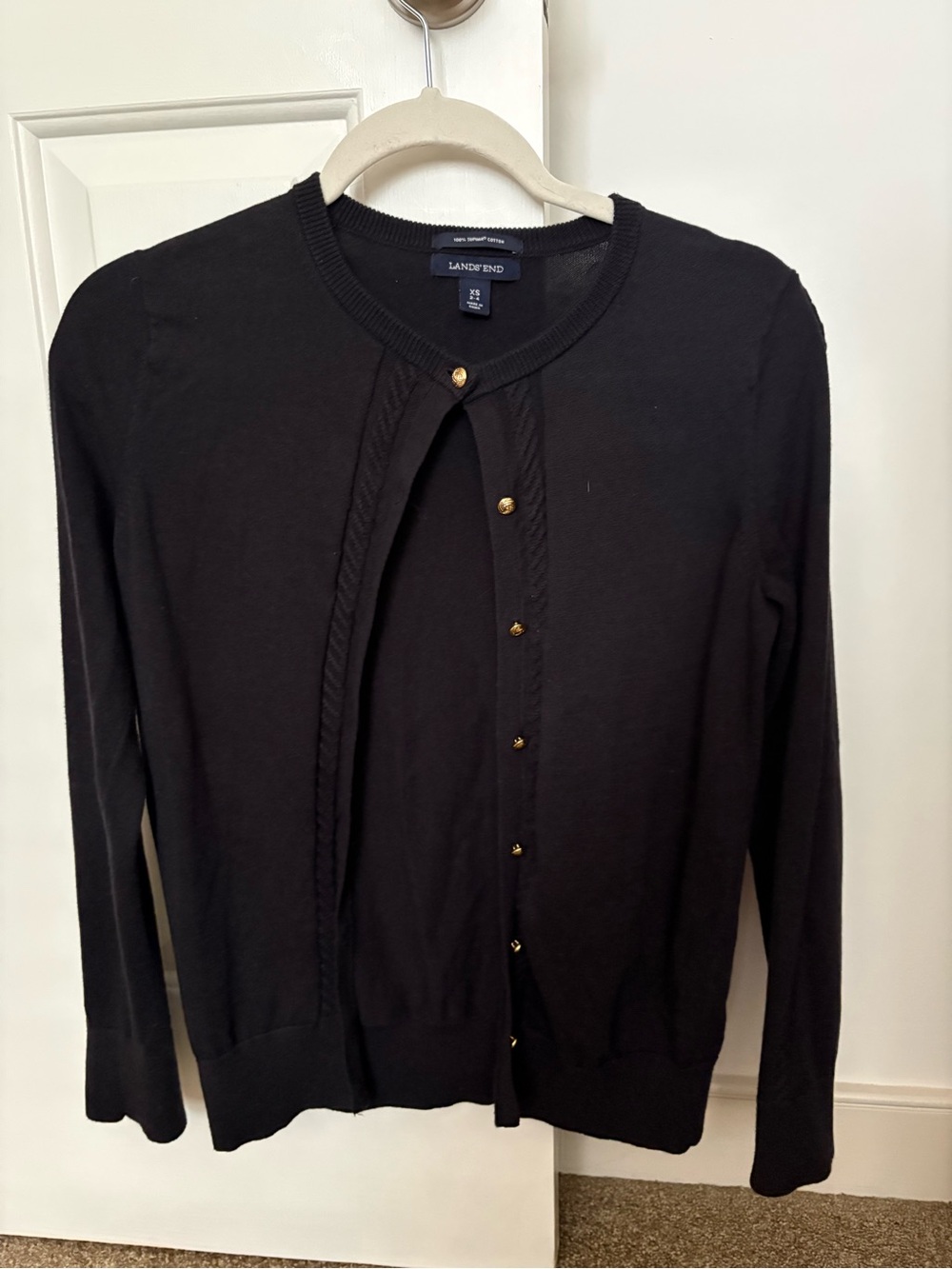 Lands' End Women’s Black Button Cardigan